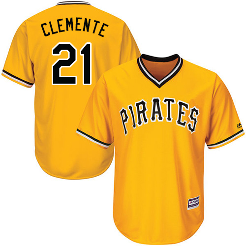 Pirates #21 Roberto Clemente Gold Cool Base Stitched Youth MLB Jersey - Click Image to Close
